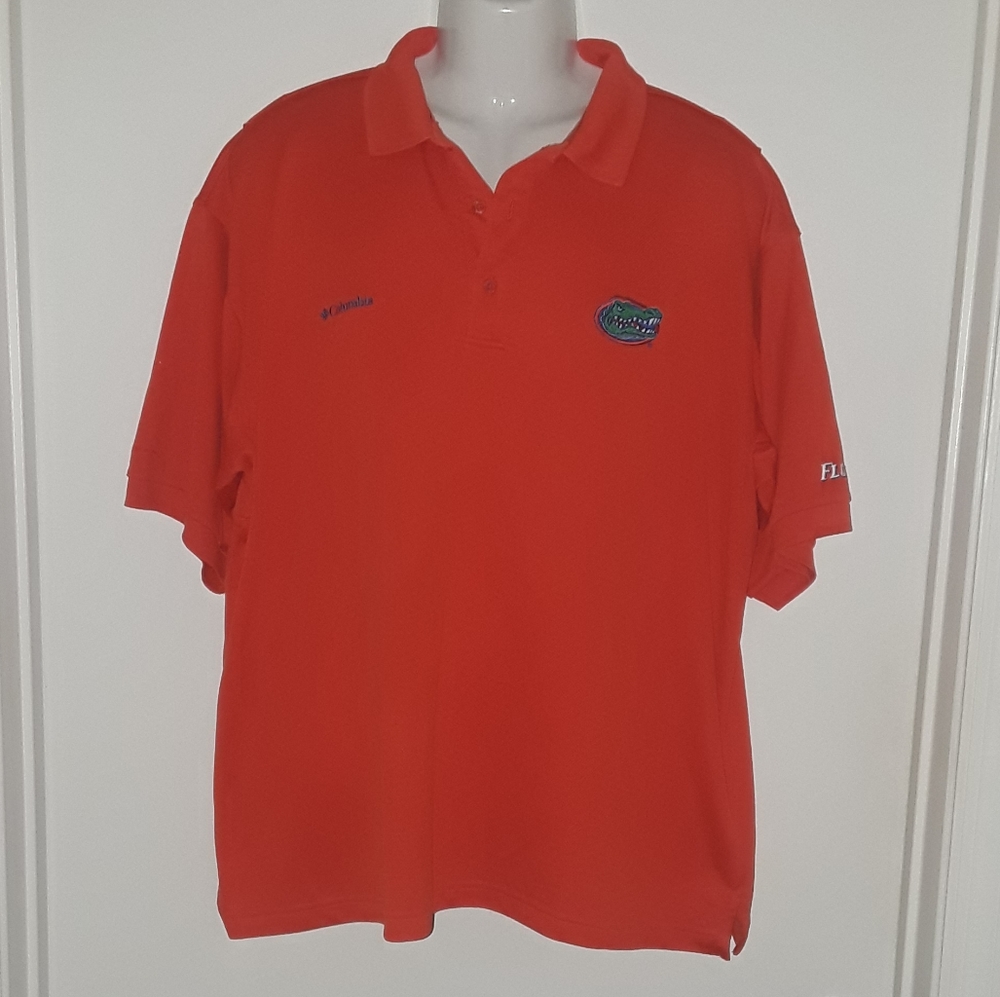 Mens Columbia PFG Florida Gators Polo Shirt Adult X-Large Orange College NCAA